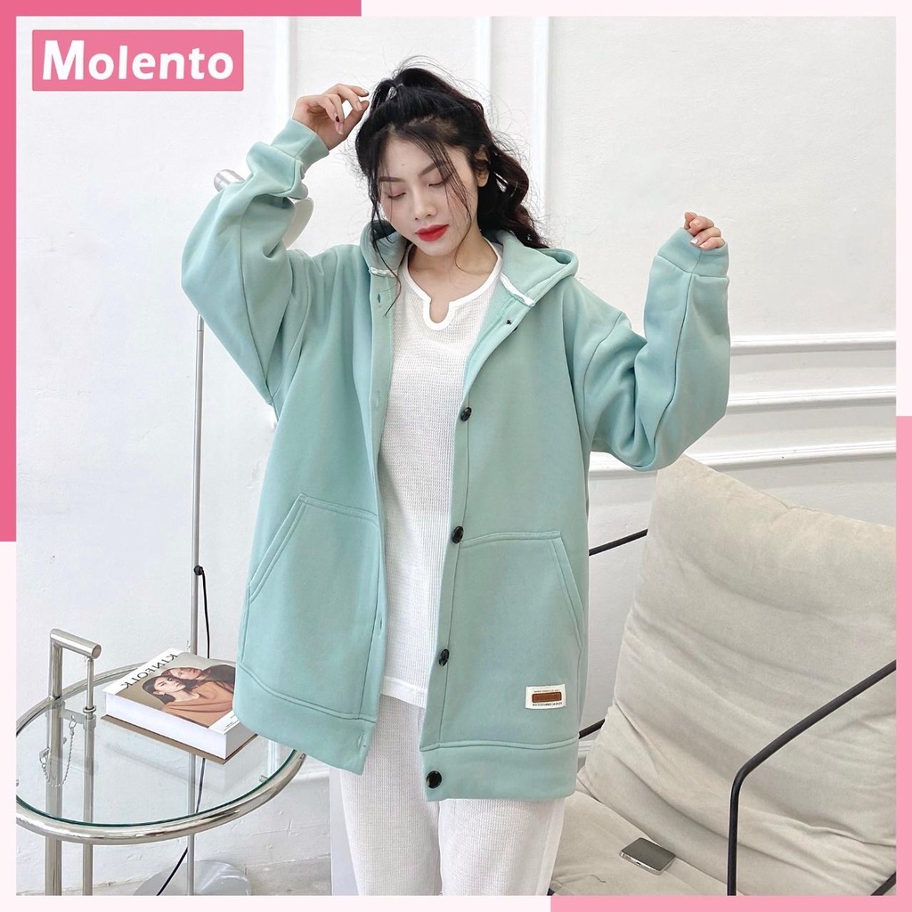 Áo Khoác Nữ Nỉ Bông MOLENTO Áo Hoodie Nữ Form Rộng Khuy Bấm Mầu Sắc Đa Dạng Freesize Dưới 65kg - M94