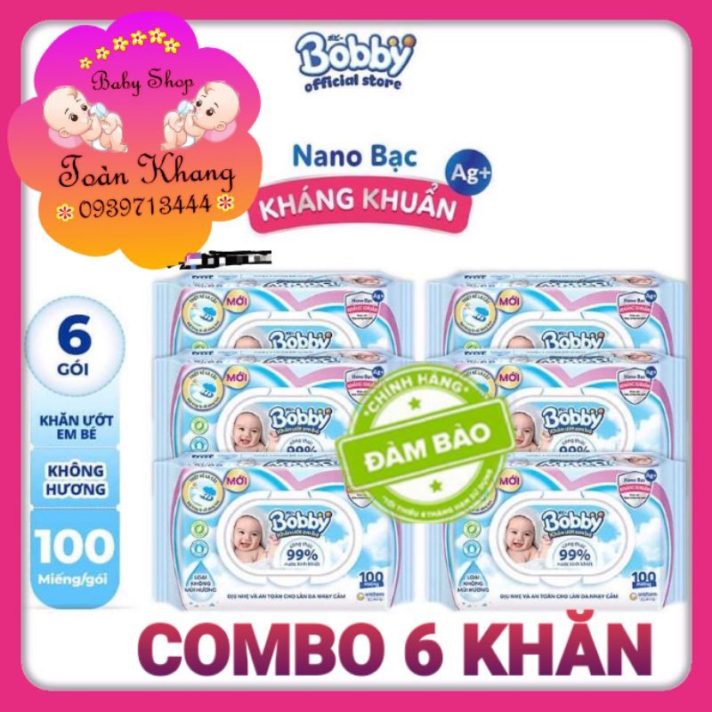 ♨️COMBO 6 KHĂN BOBBY LOẠI KHÔNG MÙI 100 TỜ