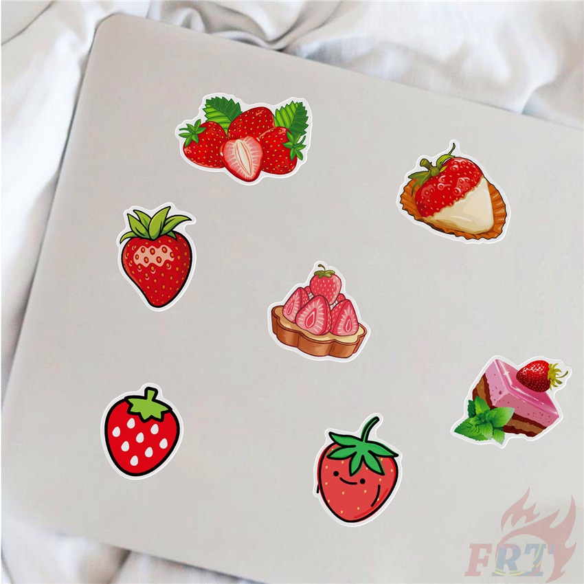 Bộ 100 Miếng Dán Họa Tiết Trái Dâu Thời Trang Chống Thấm Nước Trang Trí Vali Laptop Ván Trượt