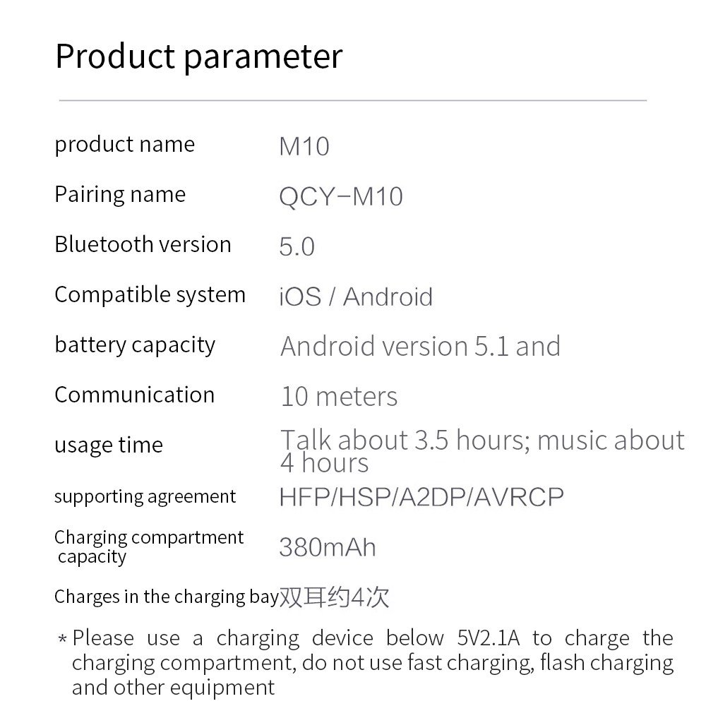 Tai nghe QCY M10 TWS Bluetooth 5.0 chơi game không dây dạng đôi có Mic giảm tiếng ồn hỗ trợ APP