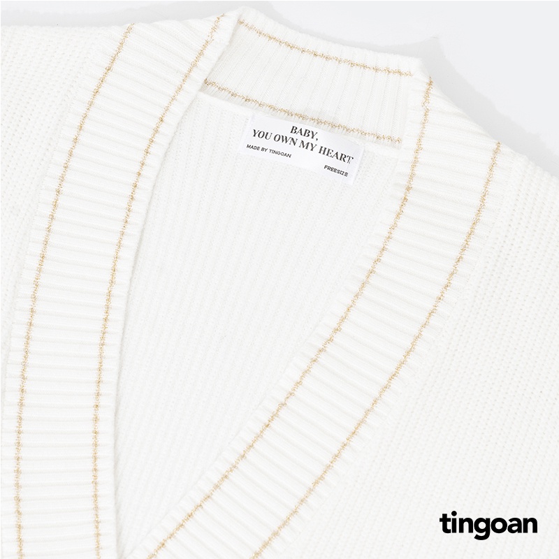 Áo len cardigan trăng viền kim tuyến nhũ vàng tingoan CRUSH CARDIGAN V/WH bản mới nhất năm 2022