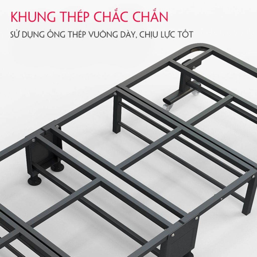 Giường Gấp Ngủ Trưa Văn Phòng Có Bánh Xe Di Chuyển, Giường Gấp Gọn Sofa Di Động Khung Thép Chắc Chắn Chịu Tải 200kg