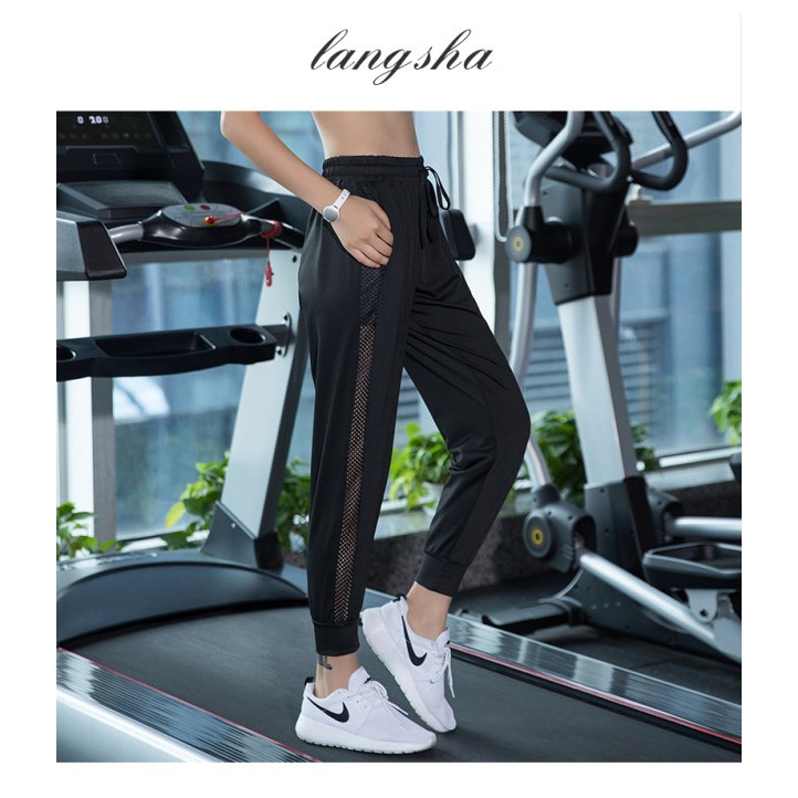 Quần Tập Gym Nữ [JOGGER] Thể Thao Thun Pha Lưới Hông [ĐỒ TẬP GYM NỮ]