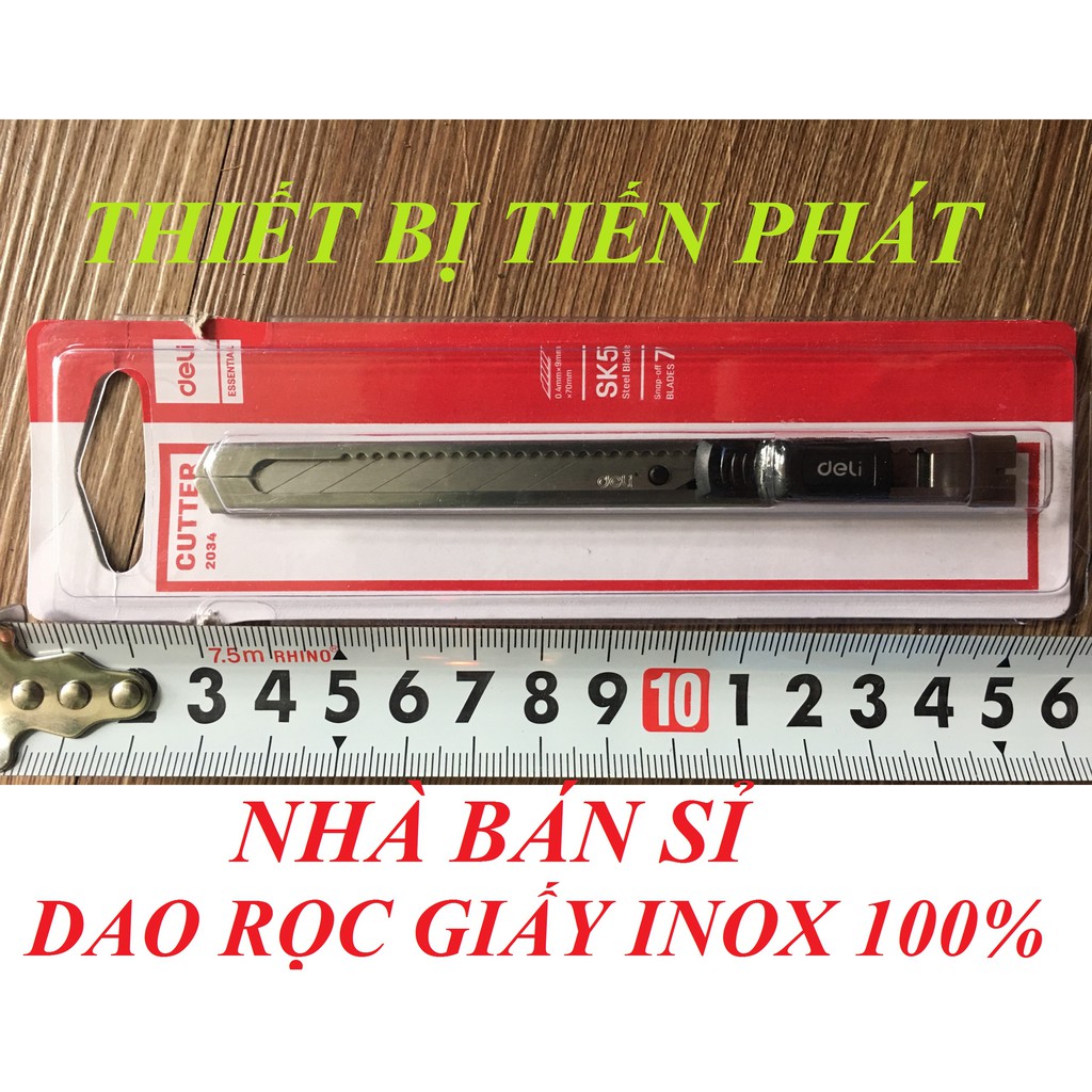 Dao Rọc Giấy Inox DELI 100% Hàng Xuất Khẩu Dùng Lưỡi Dao Nhỏ (Chính Hãng)