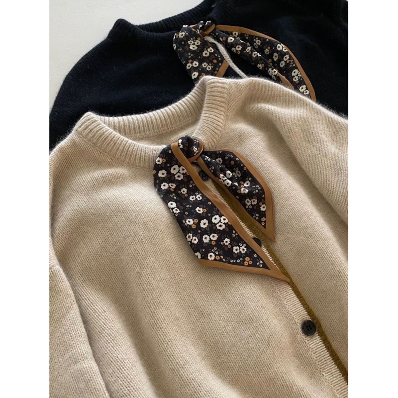 Áo khoác cardigan dệt kim cổ tròn phong cách Hàn Quốc thời trang mùa thu cho nữ