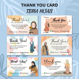 Image of (Isi 100 pcs) Thank You Edisi Hijab / Greeting card / Kartu ucapan olshop / Thanks card custom