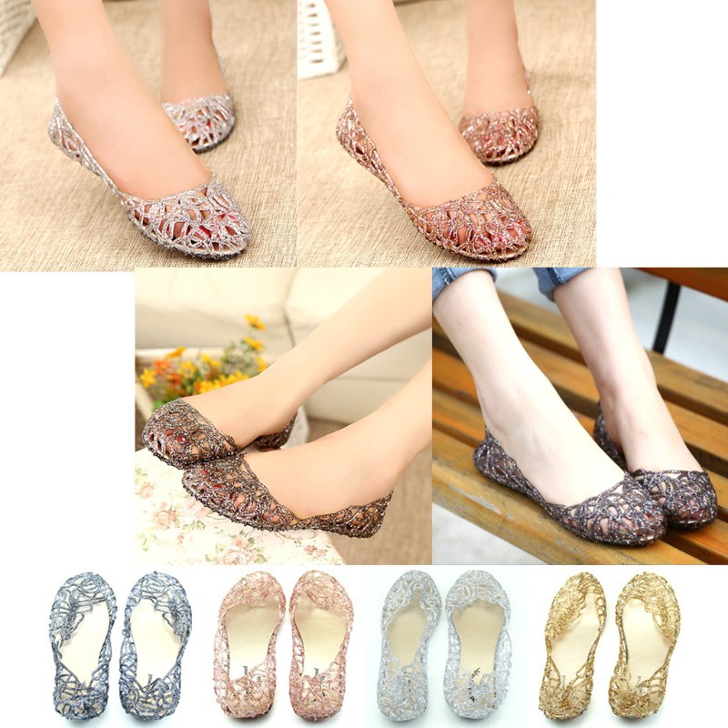 Ventilate Crystal Jelly Hollow Out Birds Nest Flat Sandal New Summer Beach Shoes