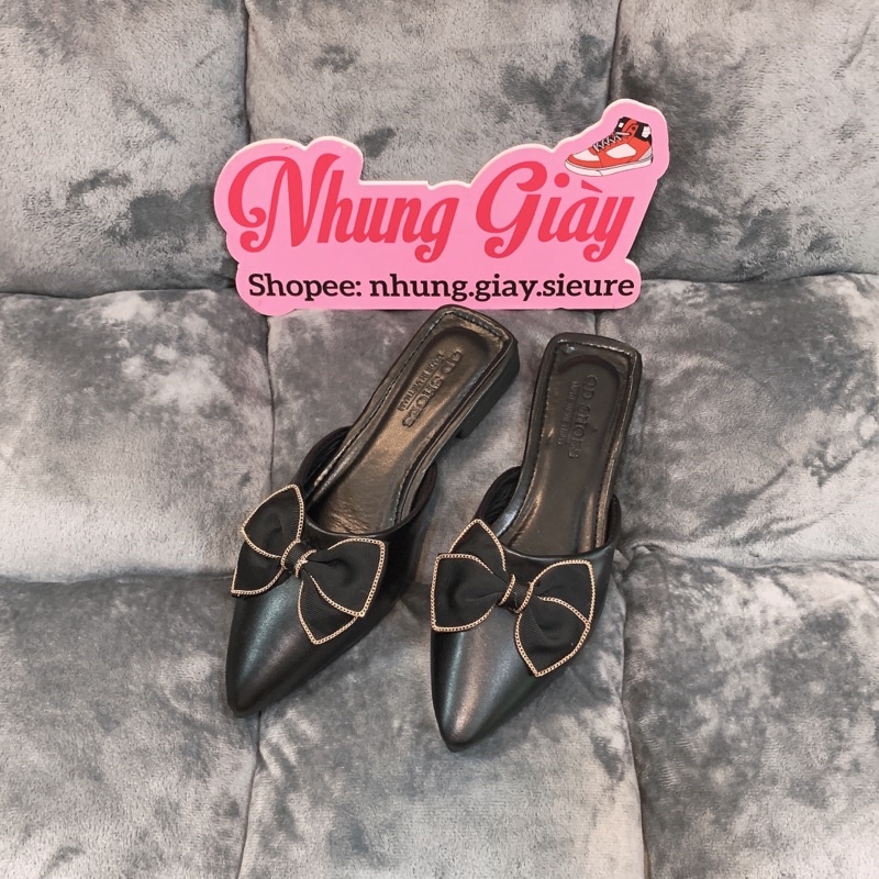 Sục nữ chất da siêu mềm mõm nhọn đế bệt giá rẻ,giày sục tiểu thư sang chảnh mã 666