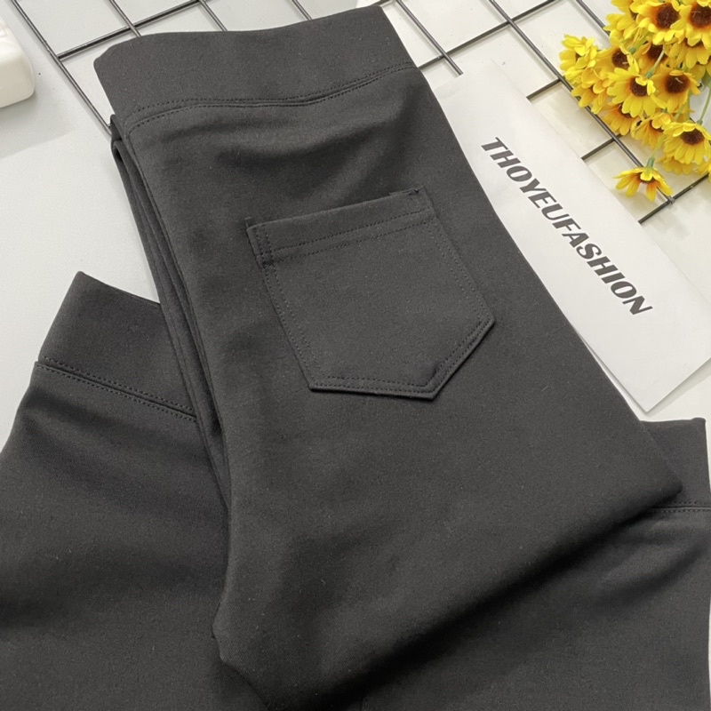 Quần Leggings Hàn Nữ Túi Sau Chất Umi dày đẹp co dãn nhẹ, không bai nhão xù lông Hàng Loại 1