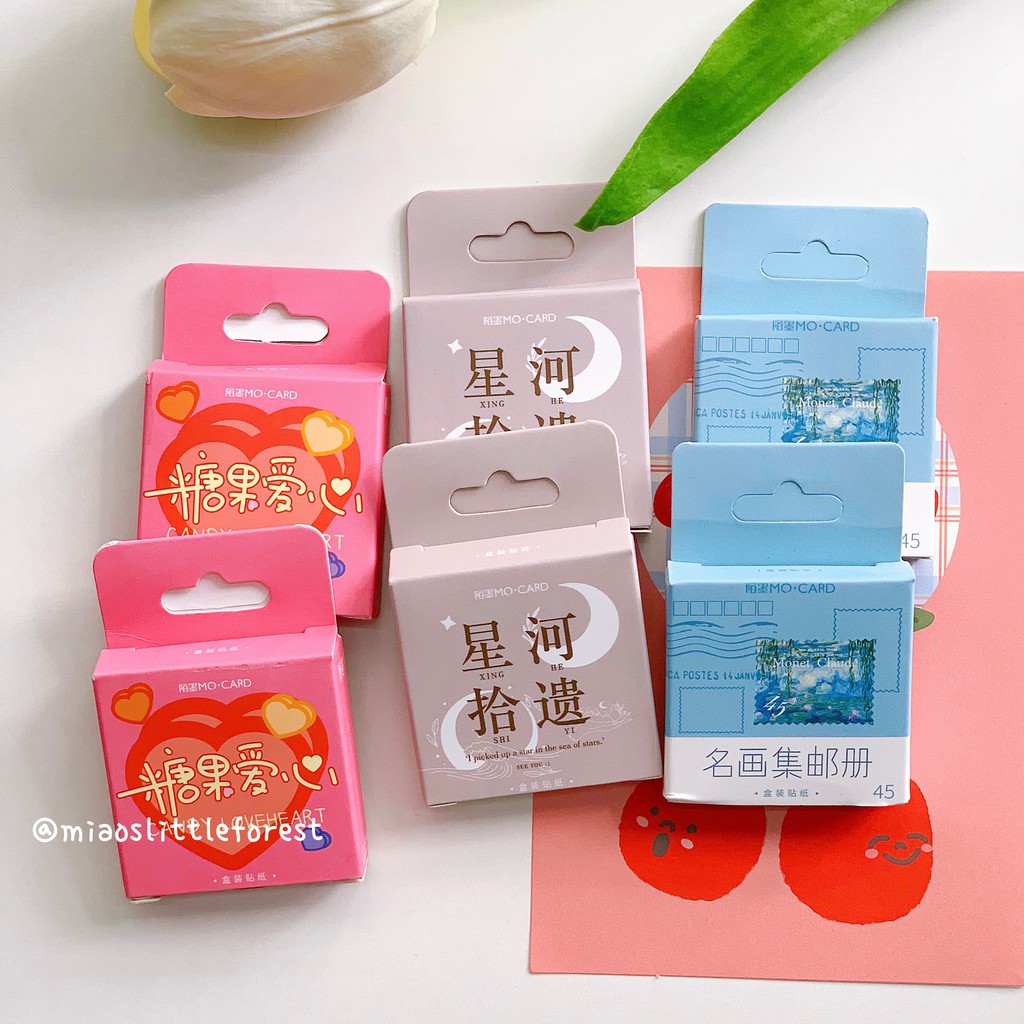 Hộp sticker MIAO'S LITTLE FOREST hộp 46 tấm hình dán mini xinh xắn trang trí sổ tay bullet journal MST369
