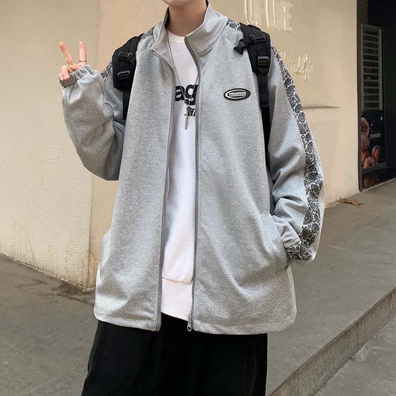 Áo khoác bóng chày cổ đứng dáng rộng in họa tiết độc đáo phong cách Hàn Quốc cá tính