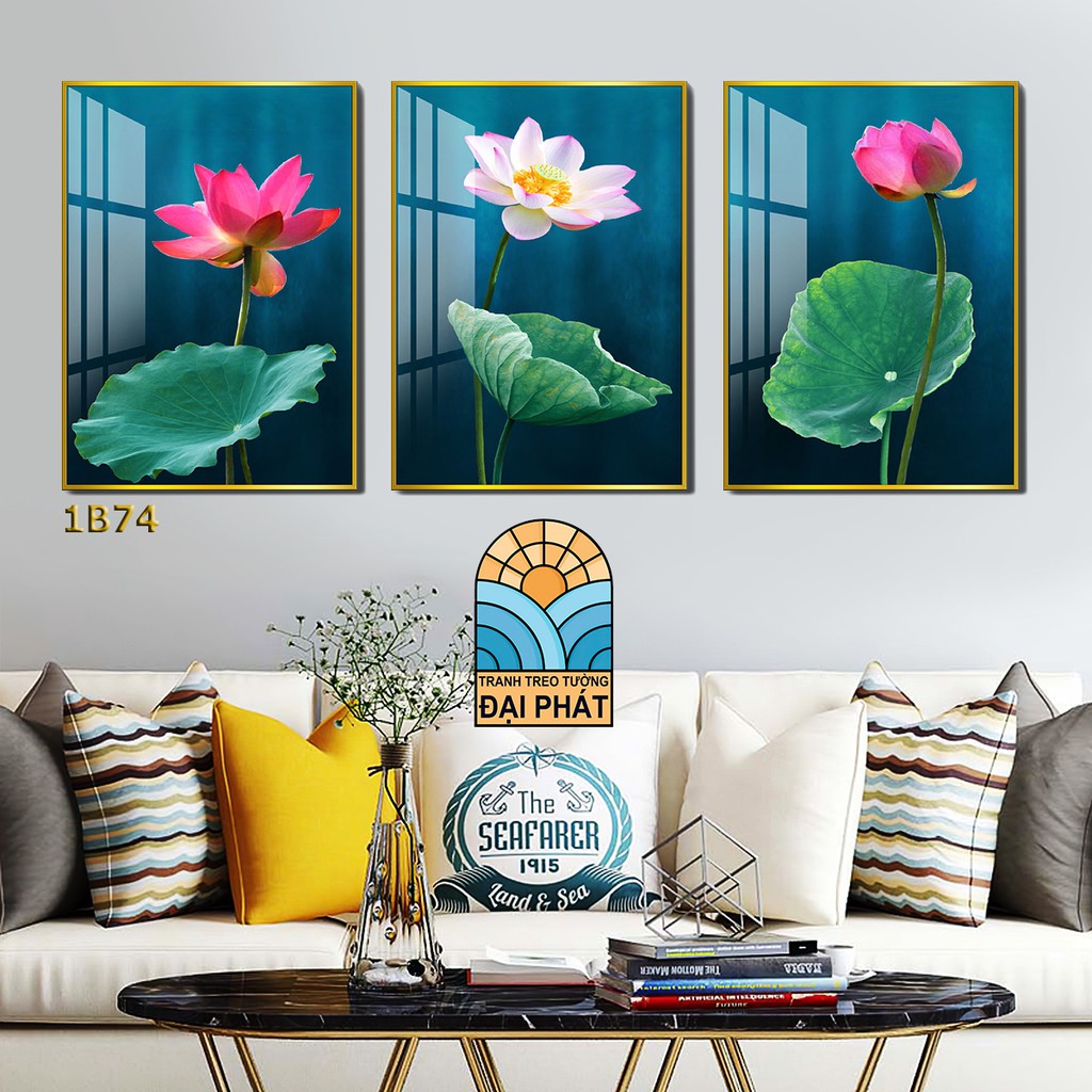 Bộ 3 tấm tranh tráng gương cao cấp có kèm khung