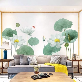 Decal dán tường hoa sen trắng