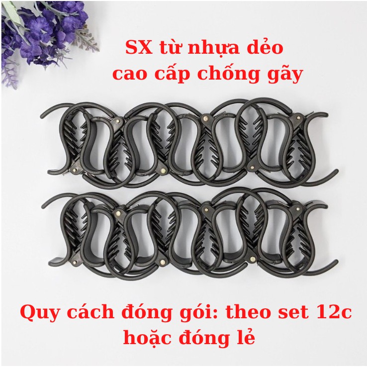 Kẹp tóc càng cua Hàn Quốc đen nhám, kẹp tóc càng cua 3 răng loại cao cấp màu đen chống gãy