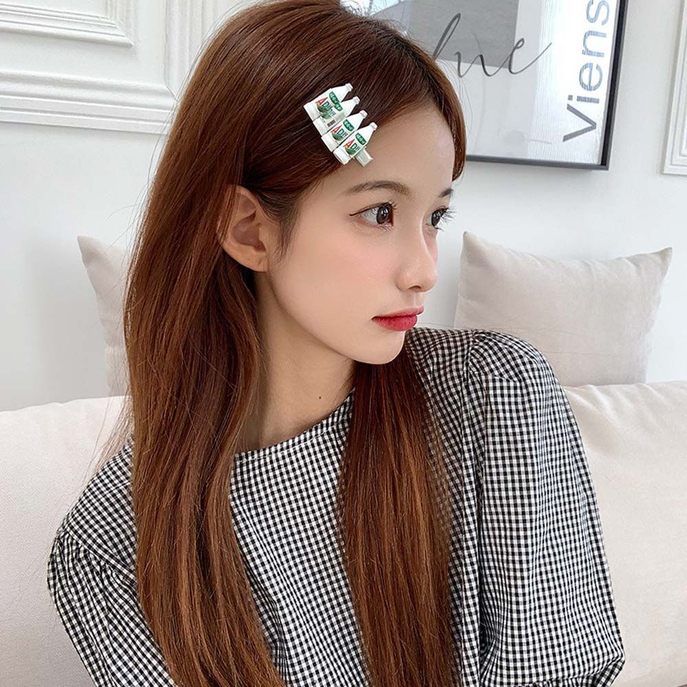 Kẹp tóc hình bình sữa/ chú vịt mini bằng nhựa resin nhiều màu phong cách Hàn Quốc cho nữ