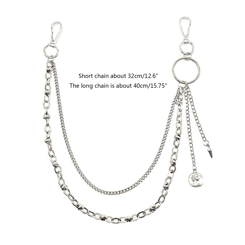 Youyo Quần Dài Phối Chuỗi Xích Hai Lớp Hình Chân Dung Phong Cách Hip hop Đường Phố Cho Nữ