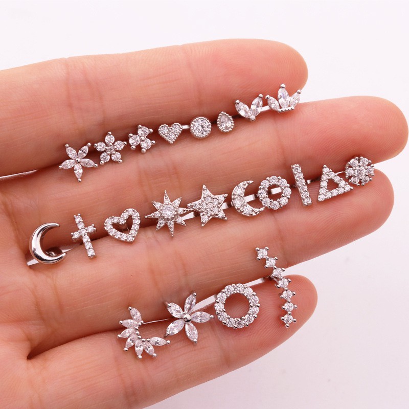 1 Khuyên Xỏ Tai Thép Không Gỉ Đính Đá zircon Hình Xương Cá Nhân Hóa Cho Nữ