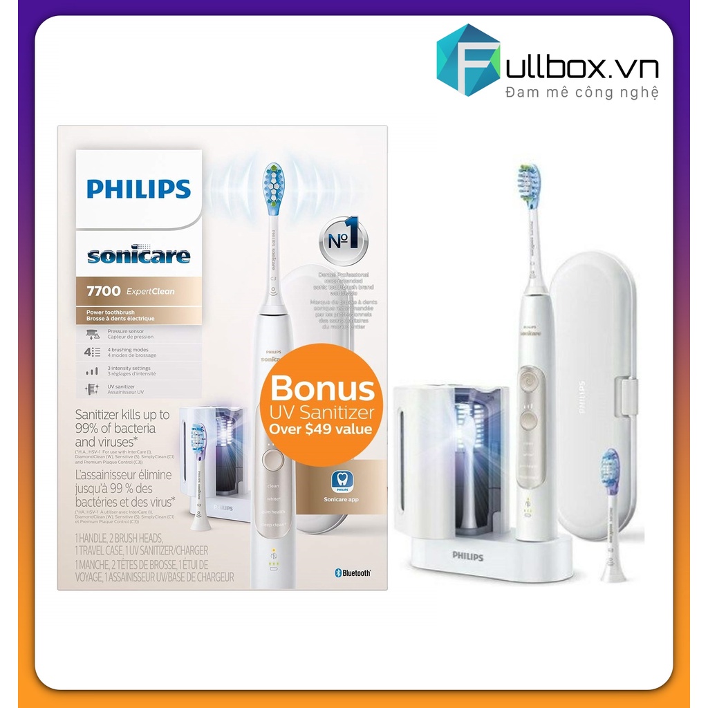 Bàn chải điện philips sonicare 7700 kèm máy khử trùng UV