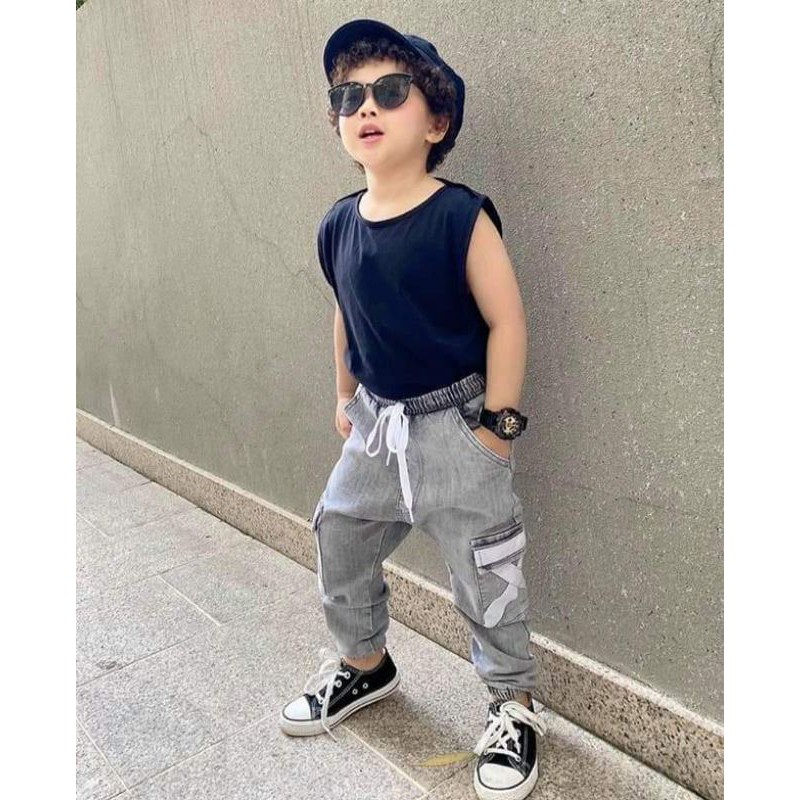 Quần Jean Bé Trai túi hộp lưng thun 13kg-24kg