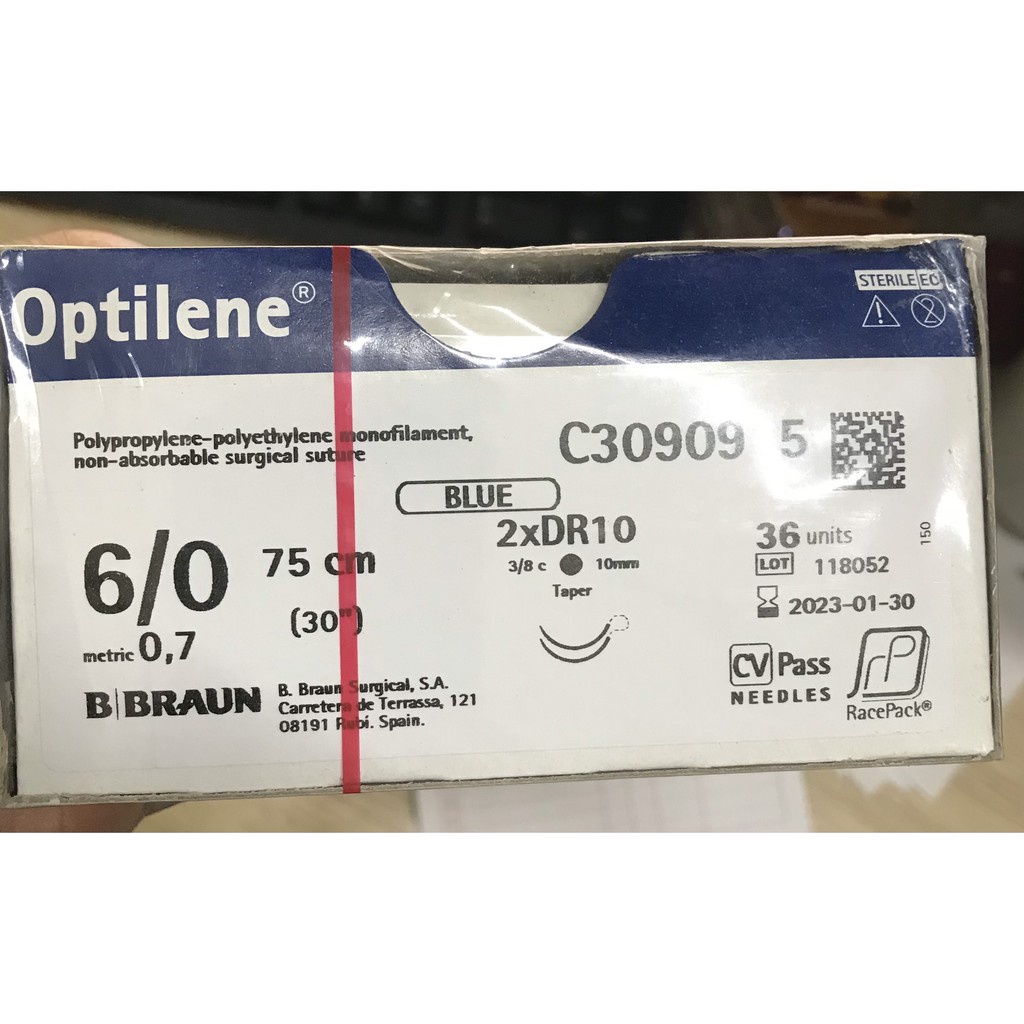 Chỉ phẫu thuật thẩm mỹ 2 kim Optilene 6/0