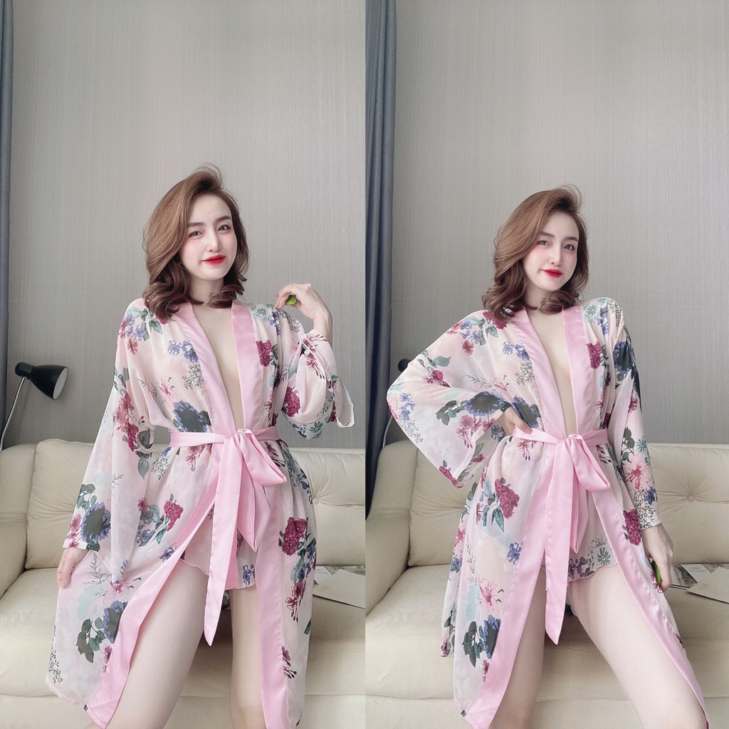 ♥FREESHIP♥ Áo Choàng Ngủ Áo CHoàng Phi Lụa Phối Ren Cao Cấp | BigBuy360 - bigbuy360.vn