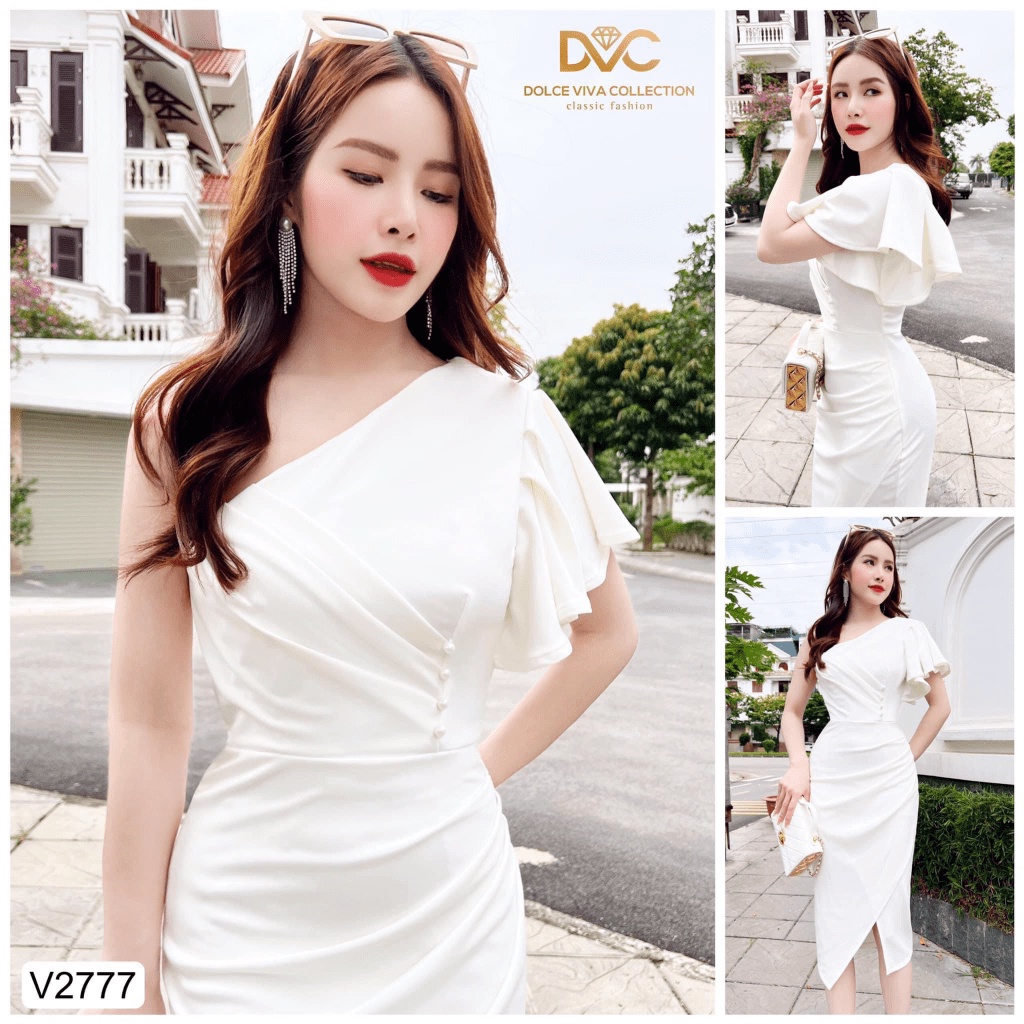 Đầm body trắng dự tiệc sang chảnh quyến rũ tôn dáng sành điệu , thời trang y hình KME STORE