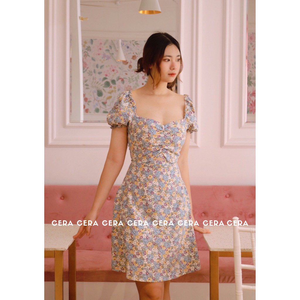 Đầm hoa nhí vintage nữ dáng xòe 🍓 Váy hoa nhí nữ phong cách vintage ulzzang 🍓 CERA FASHION | BigBuy360 - bigbuy360.vn