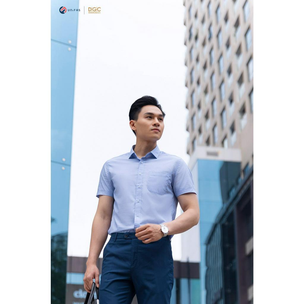 Áo sơ mi ngăn tay nam DGC - SASNBB30M dáng suông, chất liệu thoáng mát, thấm hút mồ hôi