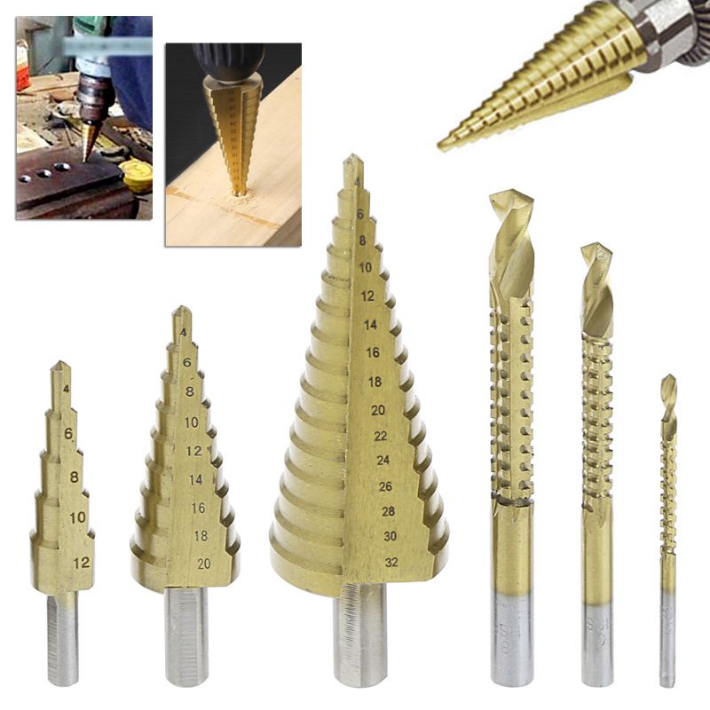 Bộ 6 Mũi Khoan Lỗ 4-32mm Chất Liệu Thép HSS Cao Cấp