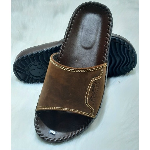 Dép da Nam Đức Trí thời trang quai ngang da bò cao cấp Mã số V57