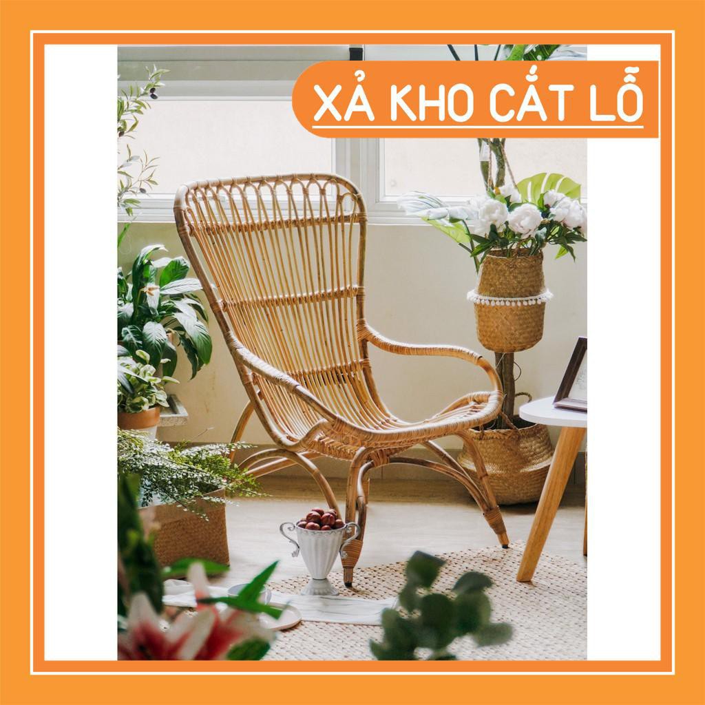 [Giá Gốc] ghế mây lưng cao Armchair vàng trang trí quán cafe, phòng khách, ban công CAO CẤP