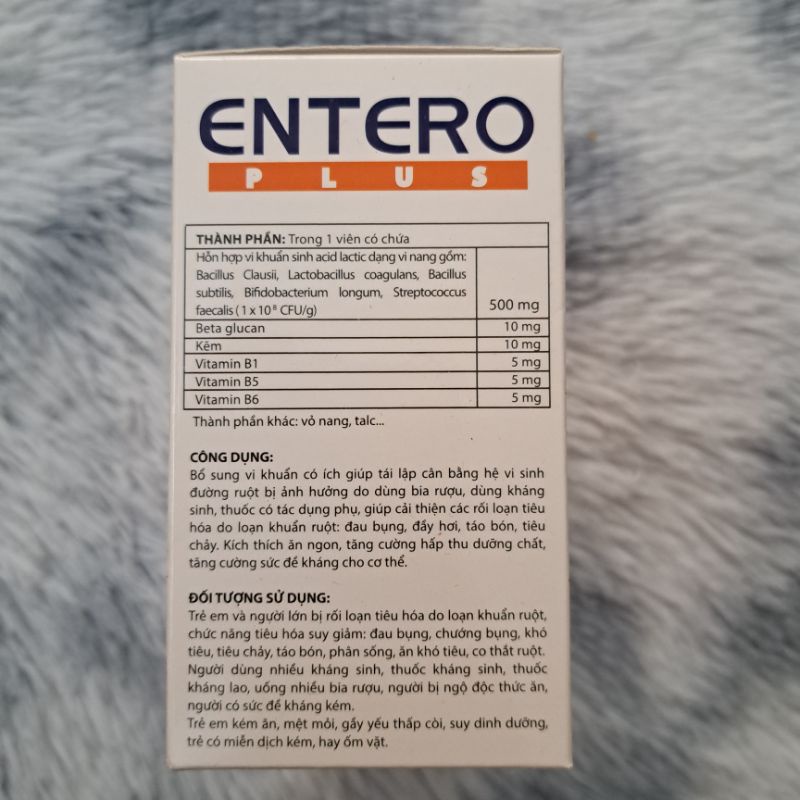Men tiêu hóa dạng viên - Men vi sinh ENTERO PLUS - Hộp 100 viên - Tăng cường tiêu hoá giảm rối loạn tiêu hoá