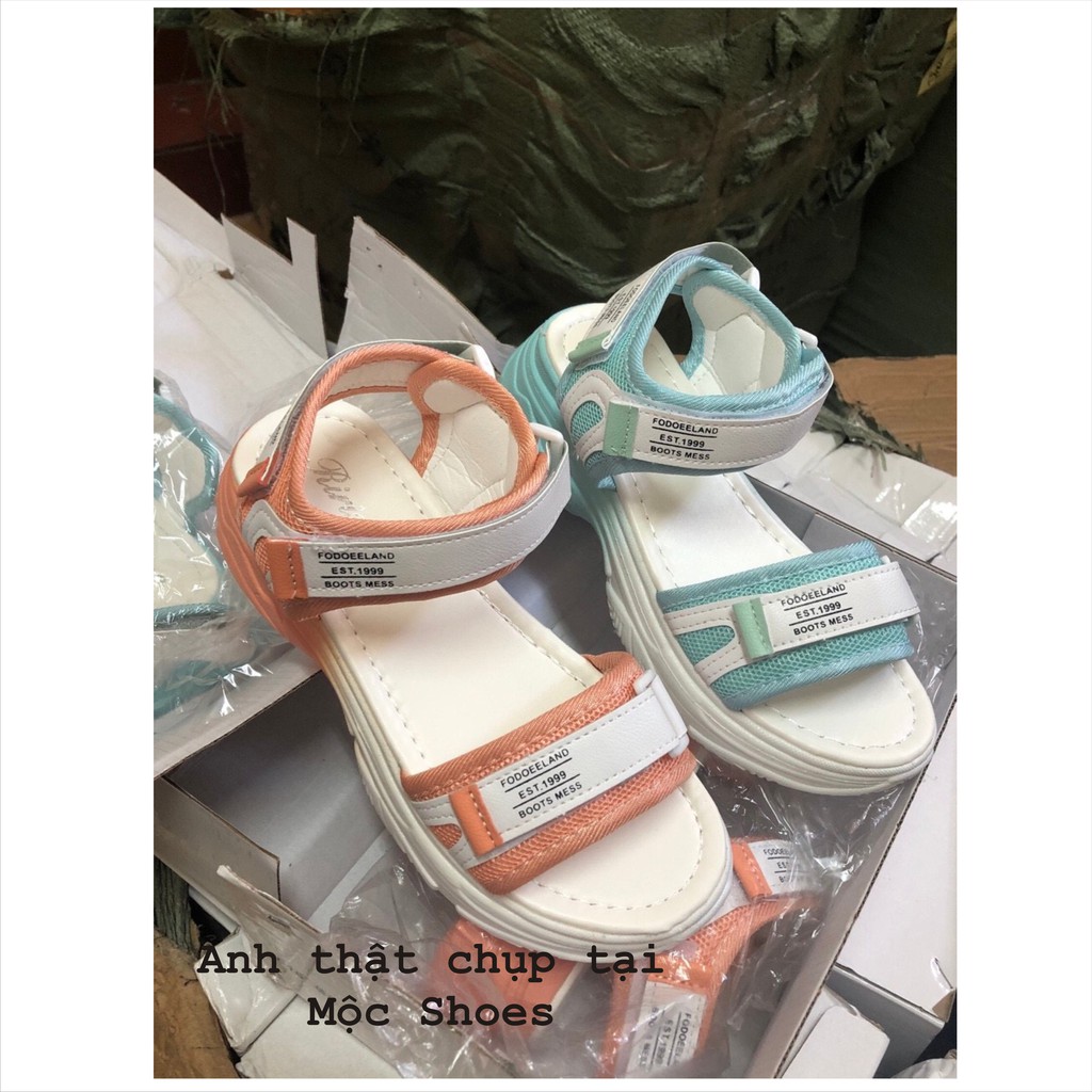 [LOẠI 1-ĐẾ TPR-SẴN] Sandal  2 quai ngang Ulzzang nâng độn đế cao 4cm trend màu Cam /xanh cá tính mới đẹp