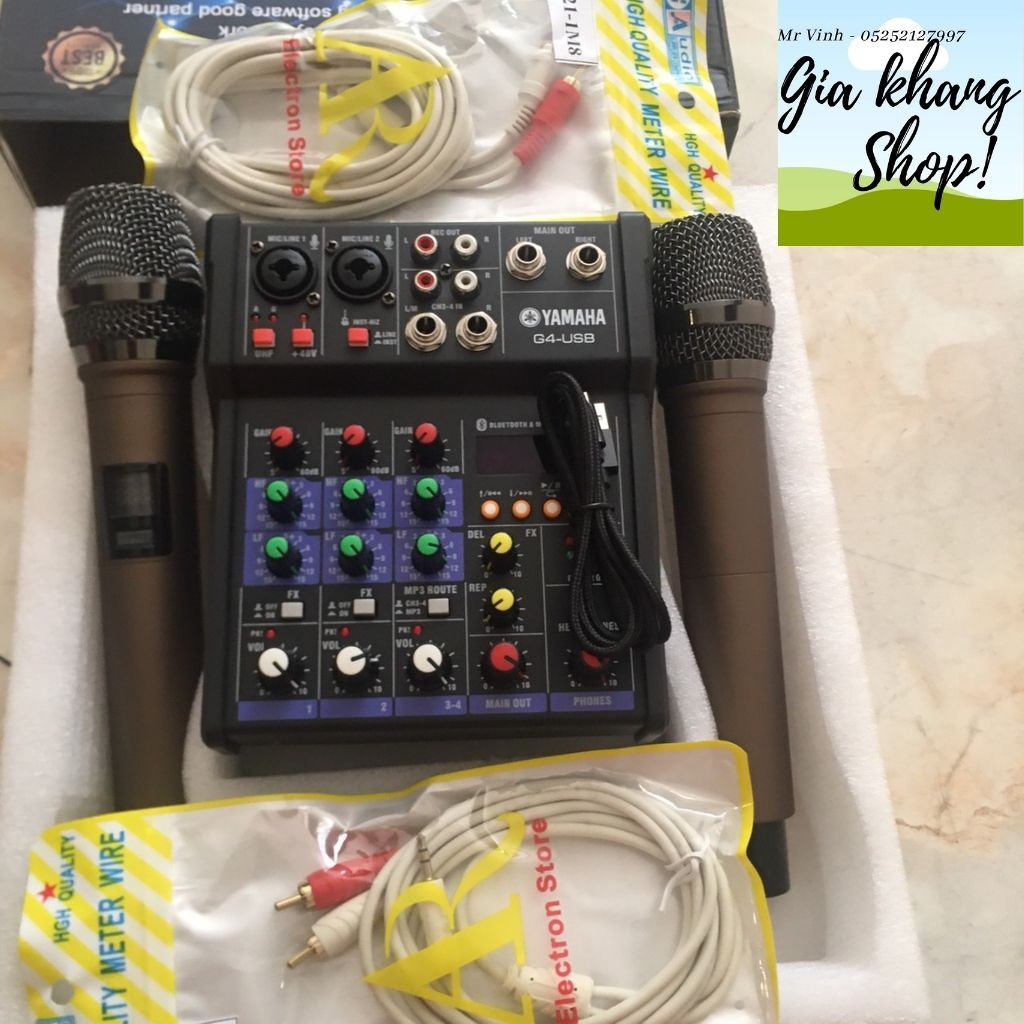 Mixer Yamaha G4 USB Bluetooth  + tặng dây hoa sen ra 3.5mm - Gia Khang Shop