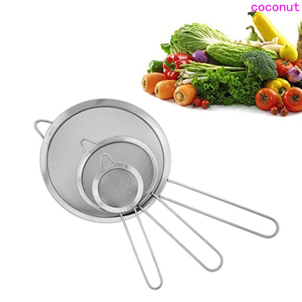 Home Kitchen Oil Strainer Tool Stainless Steel Wire Mesh Flour Sifter Sieve Colander