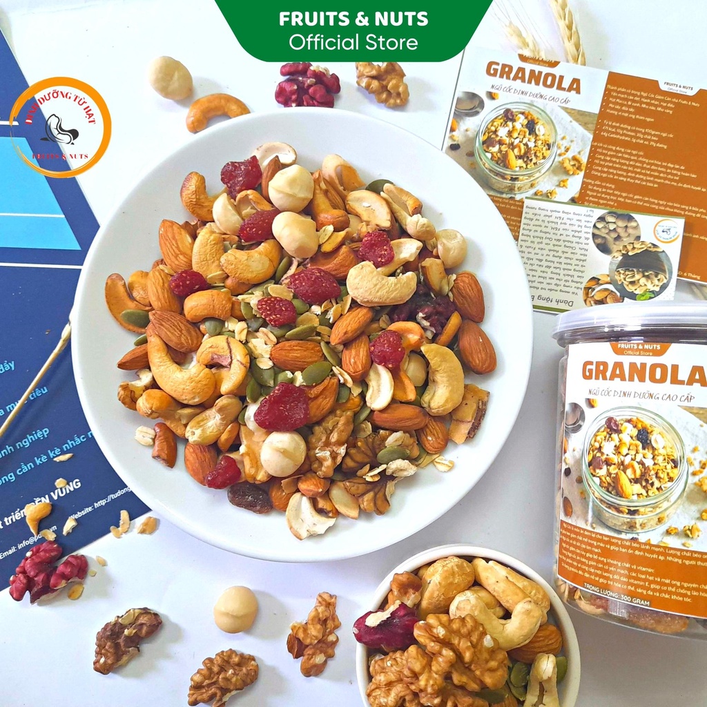 Ngũ Cốc Ăn Kiêng, Ngũ Cốc Ăn Sáng Không Đường, Granola Siêu Hạt 5% Yến Mạch,Túi 150gram