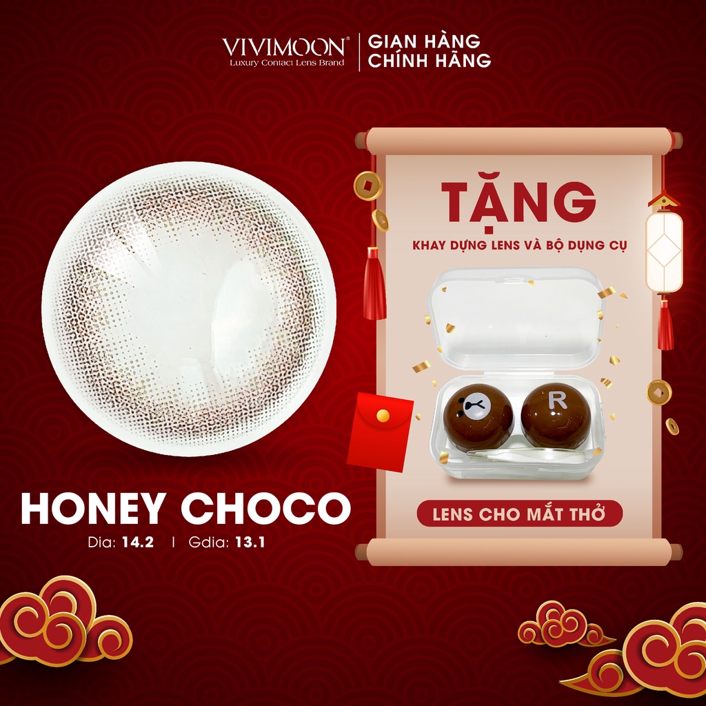 Kính Áp Tròng Cận Nâu Tự Nhiên Cho Mắt Thở Honey Choco VIVIMOON - Giá 01 Chiếc