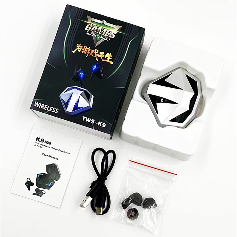 Tai nghe bluetooth  K9 K92 không dây, mới tai nghe chơi game, tai nghe gaming di động hai tai có độ trễ thấp