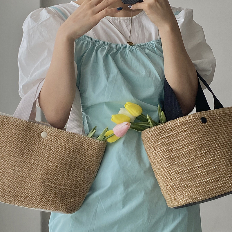 Túi đan lát kiểu dáng thời trang retro đơn giản dành cho nữ