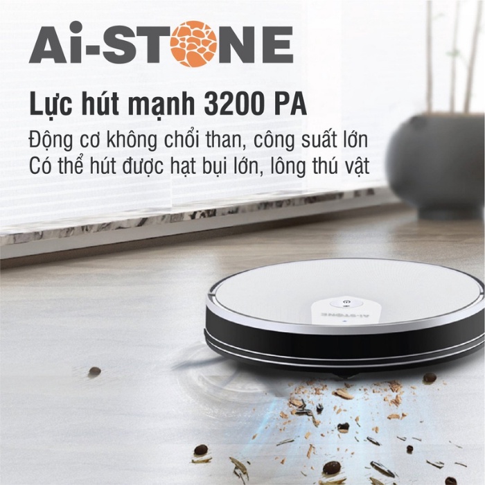 Robot hút bụi lau nhà Ai-STONE V6S Pro hiện đại cao cấp - Bảo hành 12 tháng