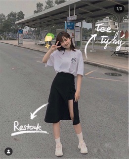 Cv7828 - CHÂN VÁY MIDI ĐEN XẺ TÀ
