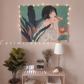 [FOLLOW NHẬN MÃ] Tranh vải The Girl treo tường trang trí phòng VINTAGE xinh xắn phong cách Hàn Quốc Casimi Decor