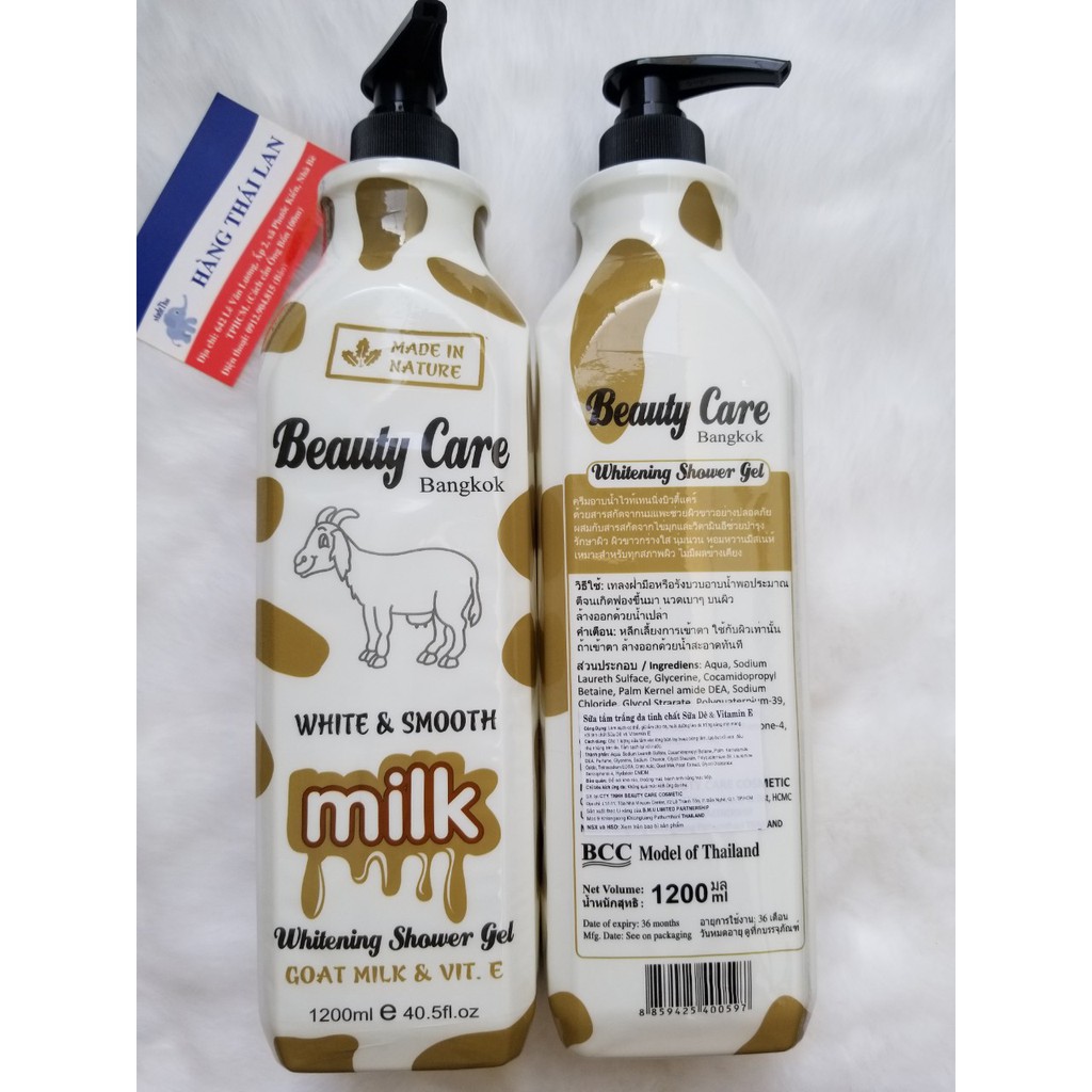 Sữa tắm tinh chất sữa dê, sữa bò Beauty Care Thái lan 1200ml