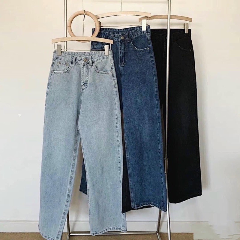 BÁN SỈ QUẦN JEAN SUÔNG TRƠN CẠP CAO 2 MÀU CHO NỮ