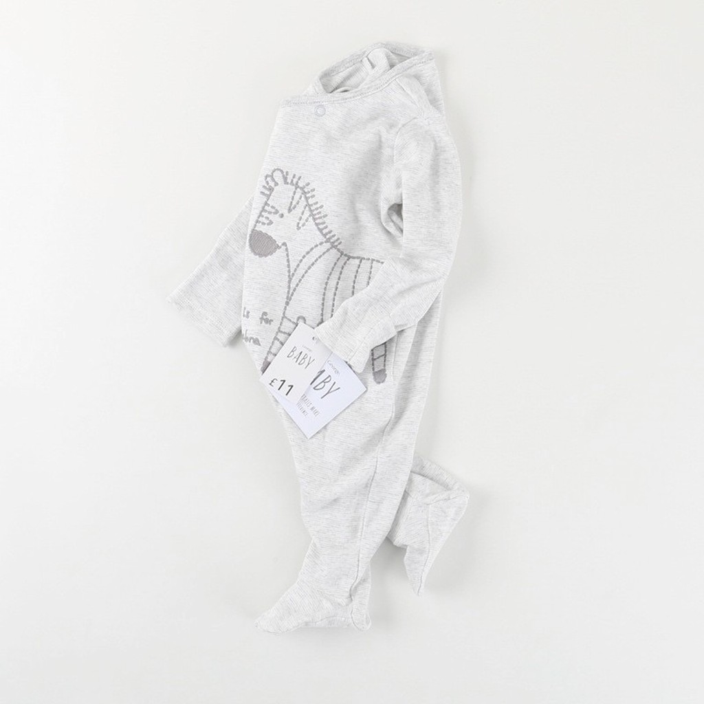 Set 3 bodysuit liển tất Sleepsuits họa tiết ngựa vằn 2 size cho bé 0-3m và 3-6m