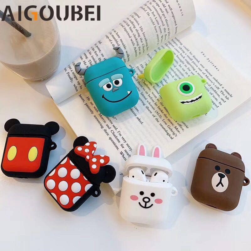 Vỏ bảo vệ hộp sạc hình Mickey Bunny Mike thích hợp cho AirPods I12