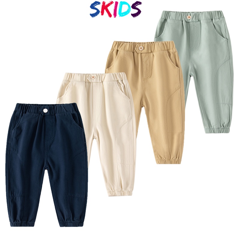 Quần dài kaki bé trai bo gấu jogger cho trẻ em 2 đến 8 tuổi SKIDS