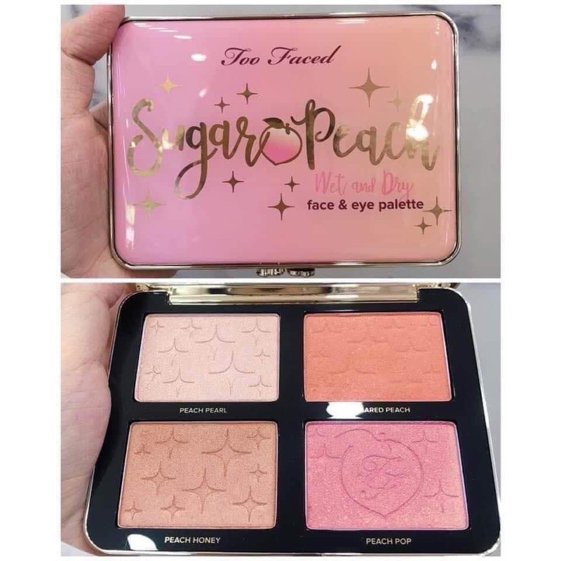 Bảng phấn mắt Too Faced Sugar Peach Wet and Dry 4 Ô Màu Chuẩn Chính Hãng Bill US