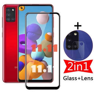 Kính Cường Lực Bảo Vệ Màn Hình 2 Trong 1 Cho Samsung Galaxy A21S A21 M21 + Lens A 21s A217F M 21 S