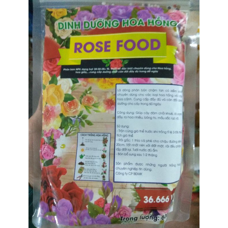600gr Phân bón hoa hồng dinh dưỡng Rose Food_Phân bón chuyên dùng cho hoa Hồng NPK 20-20-20+TE dạng hạt